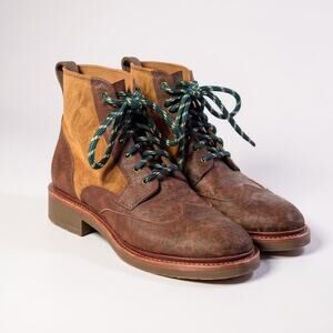 Oliver Sweeney Brown Nelson Two-Tone Suede & Leather Lace-Up Boots M11